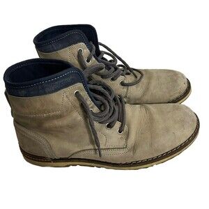 ALDO Men's Size 10 Astrain Tan leather Suede Blue Accent Lace Up Combat Boots